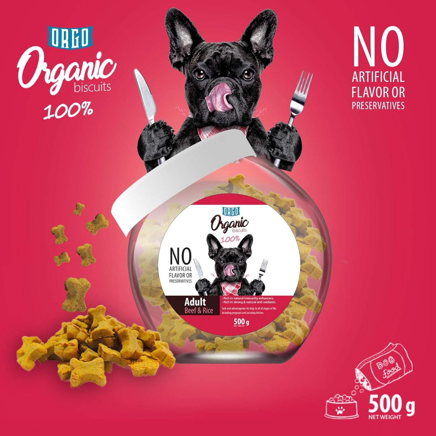 ORGO Organic Treats for Adult Dogs – Beef & Rice