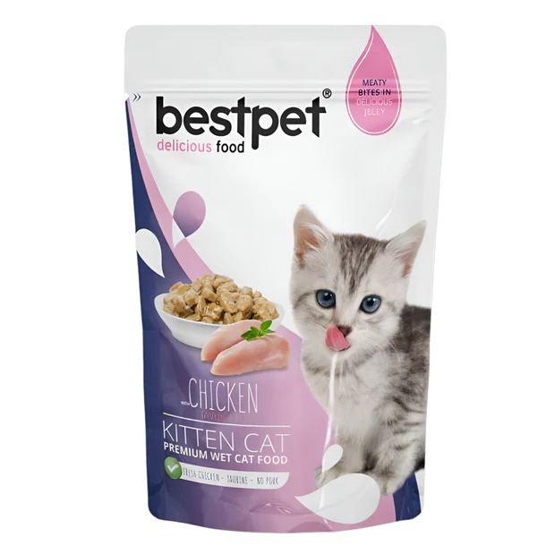bestPet  Wet Food With Chicken In Jelly Kitten Wet Food Pouch 85g