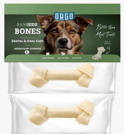 Orgo Rawhide Bones For Dog Dental Oral Care 2PC