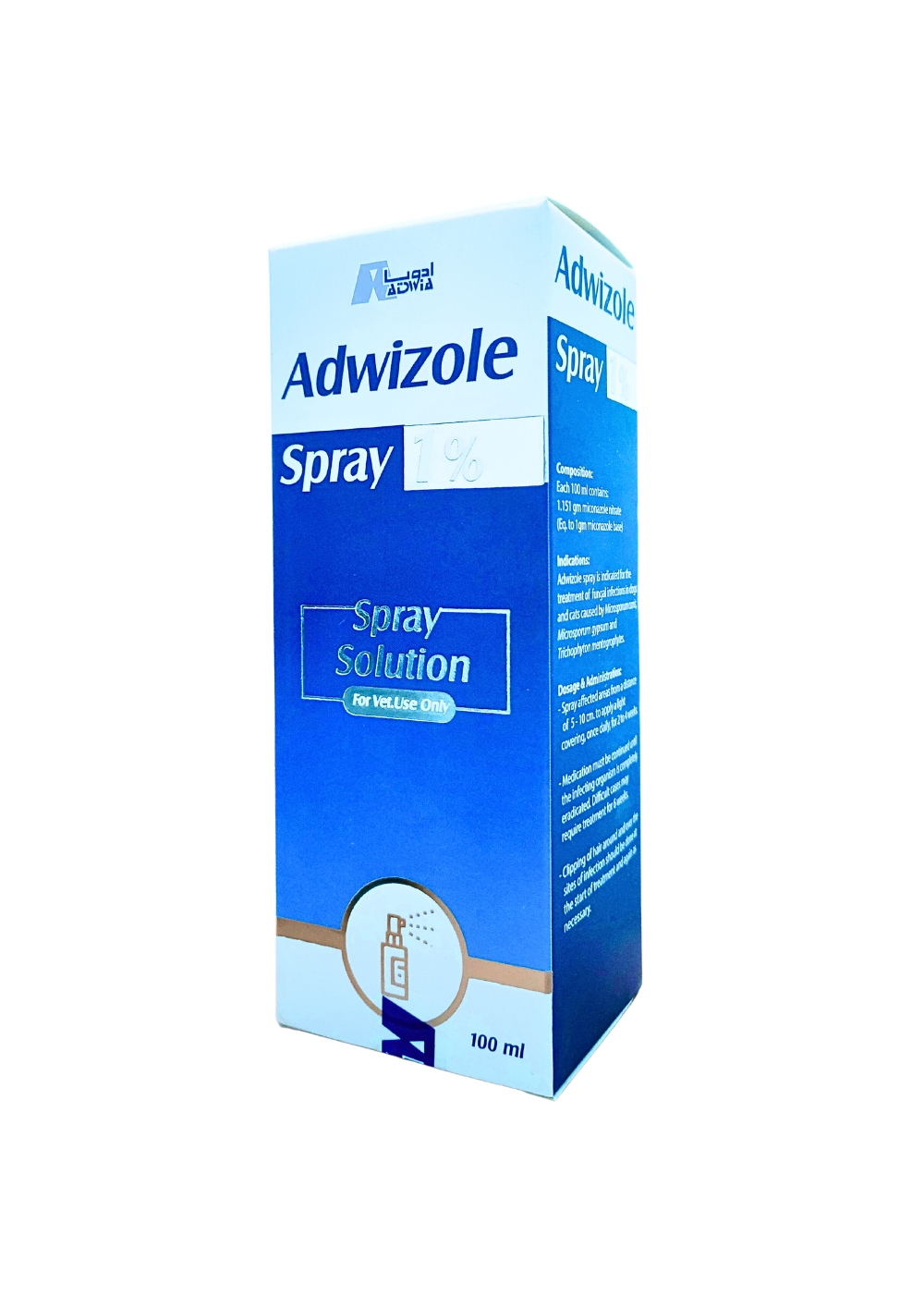 Adwizole Spray 1% Spray Solution For Fungal infections for Dogs & Cats 100ML