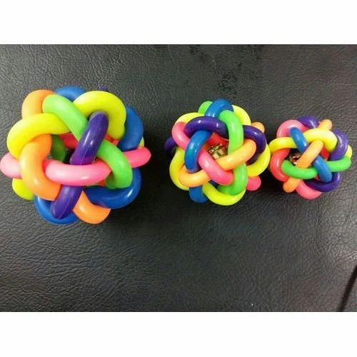 Colorful Rubber Dog Chew Toy with Bell – Interactive & Durable size medium