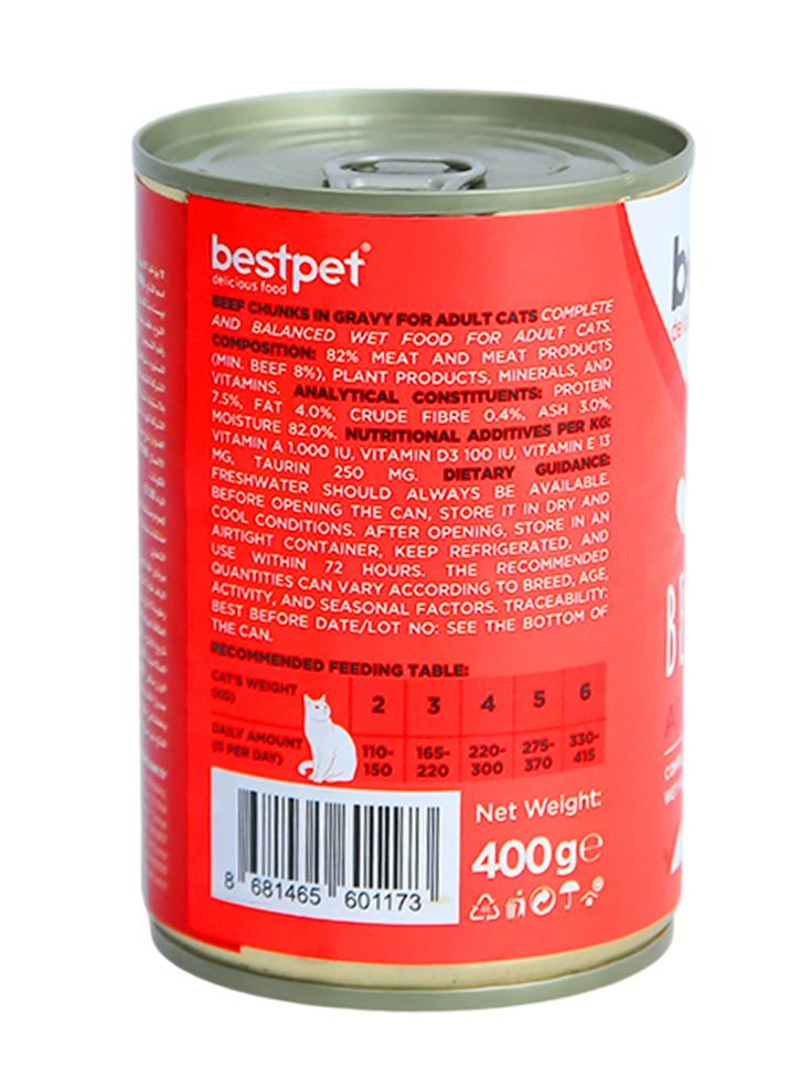 bestpet Adult Cat with beef Wet Food Cans 400 g