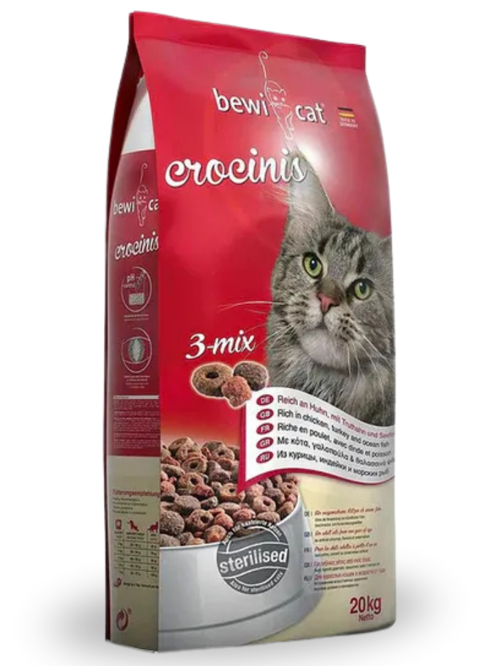 Bewi cat Crocinis 3-Mix 20 kg Sterilised - Urinary Care