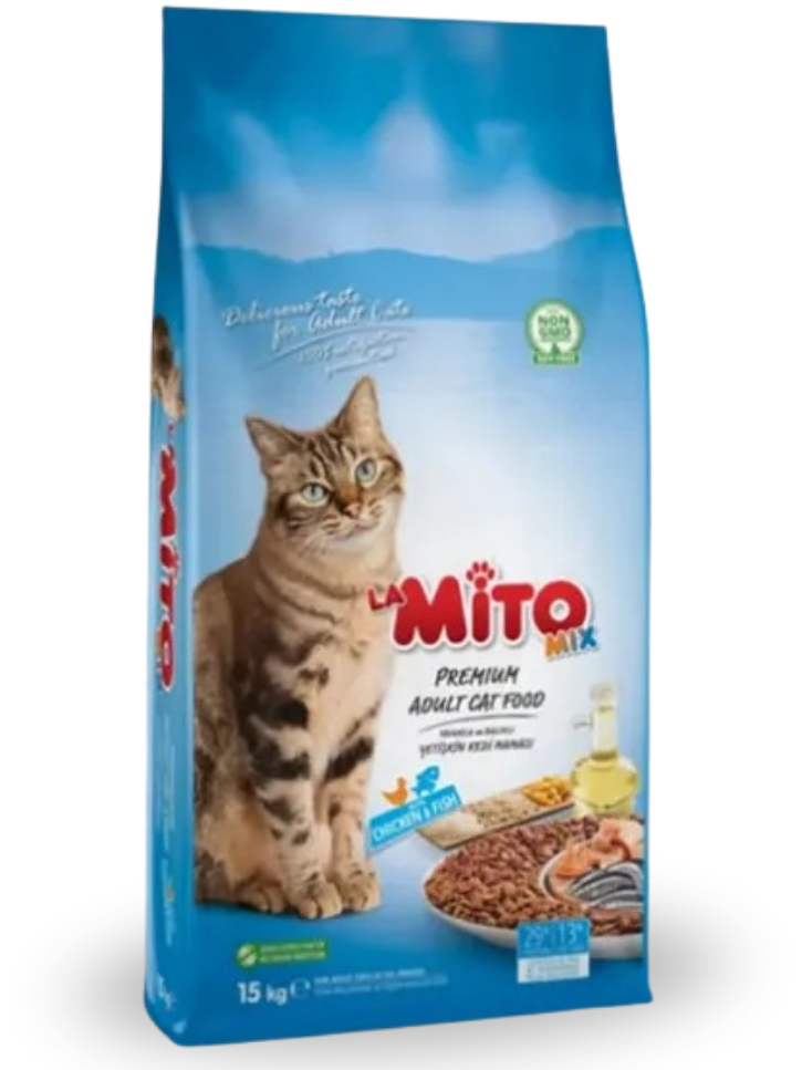 Mito Mix Adult Cat Dry Food – Chicken & Fish Flavor – 15KG