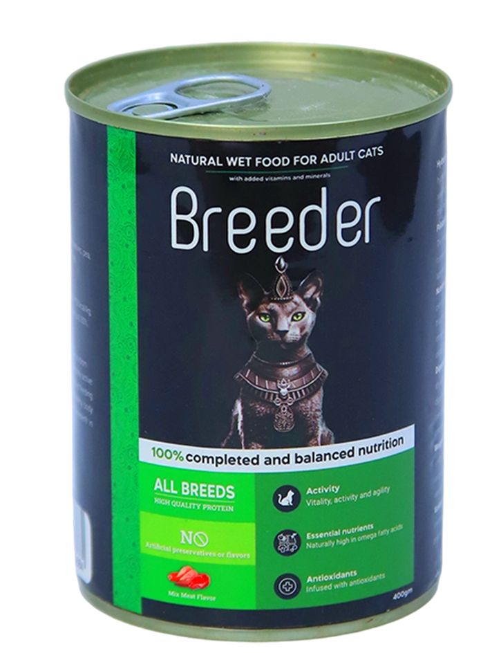 Breeder Wet Food for Cats – Mix Meat Flavor – 400g
