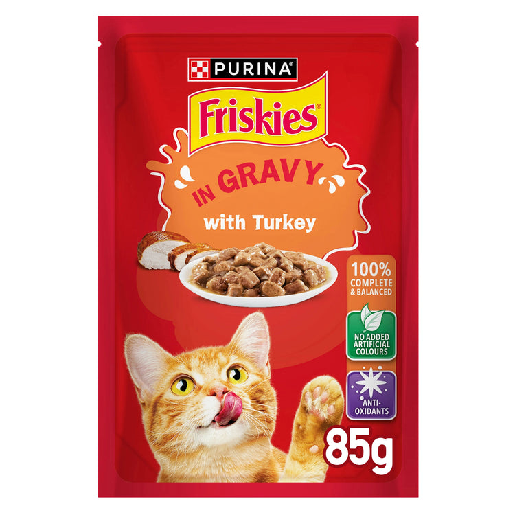 Purina Friskies Turkey Chunks in Gravy Wet Cat Food Pouch 85g