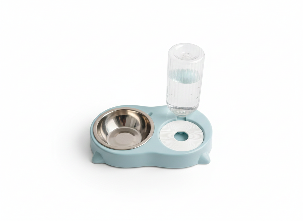 2-in-1 Pet Double Bowl with Automatic Water Dispenser.
