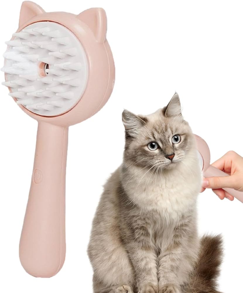 Steamy Cat Brush – Steam Grooming Brush for Cats Description – English: