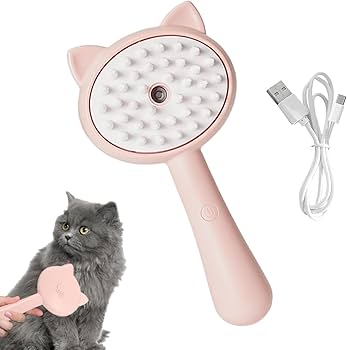 Steamy Cat Brush – Steam Grooming Brush for Cats Description – English: